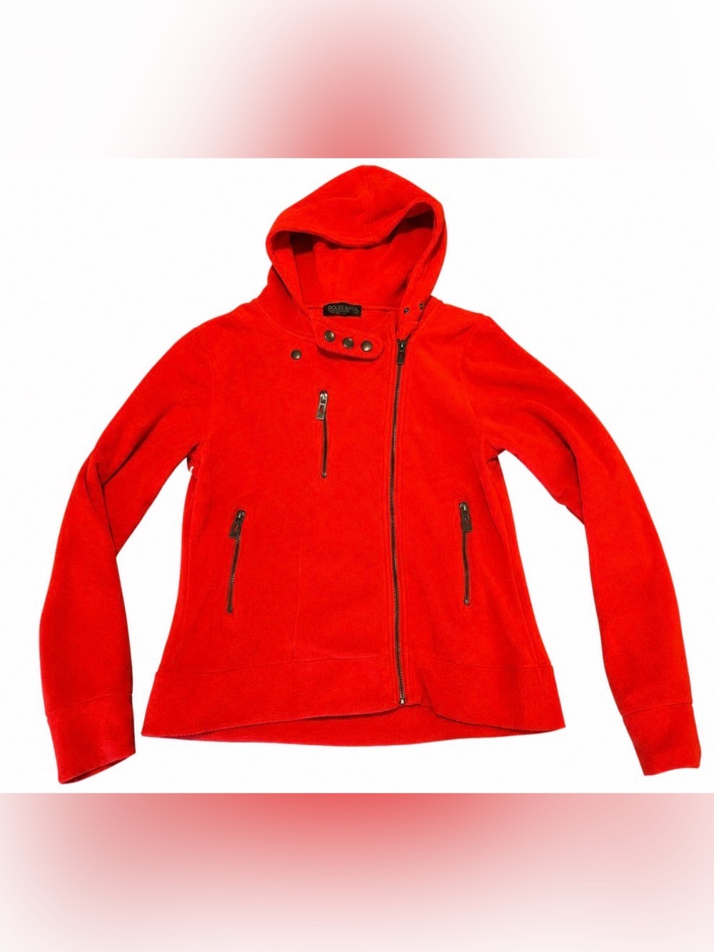 DOUBJU Red Fleece Moto Jacket – Size XL
